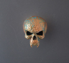 Vampire Skull Fridge Magnet in faux oxidized brass - Vintage Look - £8.46 GBP