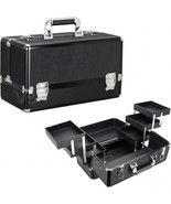 VP001- Black Glitter 6-Tiers Accordion Trays Professional Cosmetic Makeu... - $1,699.54 MXN