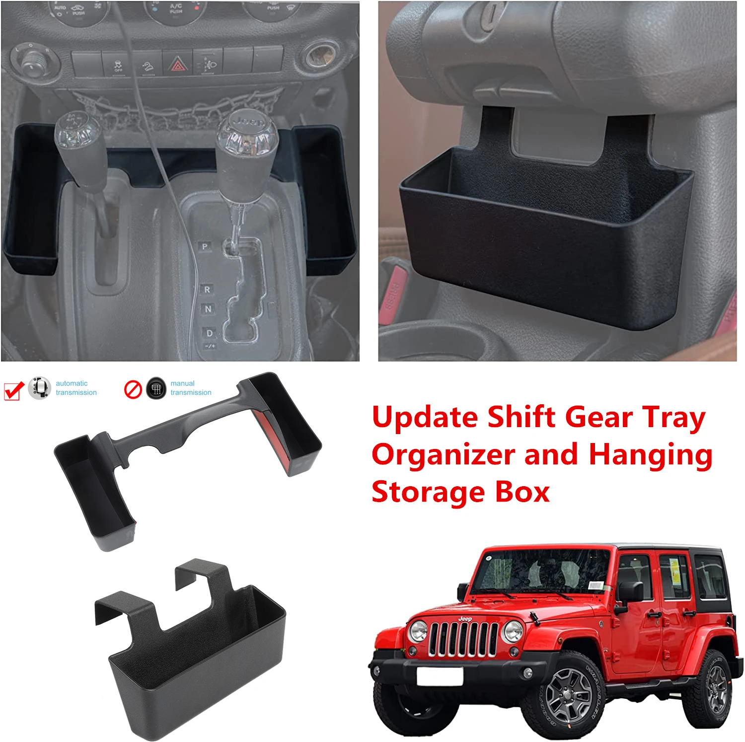 Rest storage box gear shift side organizer for jeep wrangler jk 2011 2018 interior tray thumb200