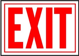 Exit Door Sign 10&quot;x14&quot; Metal White Bright Red Letters Indoor Outdoor HY-KO SS-2W - £18.94 GBP