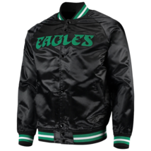 Men&#39;s Black Motorcycle Eagles Football Satin Jacket - $119.99