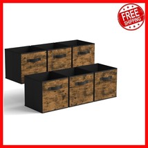 High-Quality Rustic Cube Storage Bins - Eco-Friendly, 6-Pack Organizer Set - $759.72 MXN