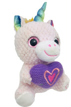 Pink Rainbow Unicorn Dan Dee Collector&#39;s Choice Sitting Plush Purple Heart 8in - £5.94 GBP