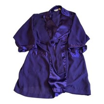 Victoria&#39;s Secret Medium Purple Satin Short Sexy Kimono Robe Vintage Housecoat - £37.36 GBP