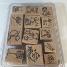 Stampin Up Buttons Bows and Twinkletoes Rubber Stamp Set Wood Mounted - £7.11 GBP