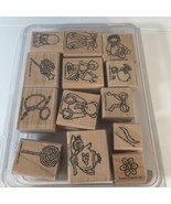 Stampin Up Buttons Bows and Twinkletoes Rubber Stamp Set Wood Mounted - £7.11 GBP