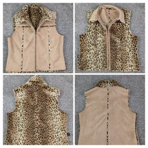 Lisa International Vest Womens M Reversable Shearling Faux Fur Leopard P... - £23.18 GBP