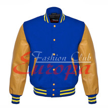 Varsity Premium Wool Letterman College  Jacket with Real Leather Sleeves XS-4XL - £69.45 GBP