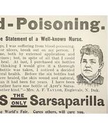 1895 Ayer&#39;s Sarsaparilla Quack Medicine Victorian Blood Poisoning Advert... - $27.87 CAD