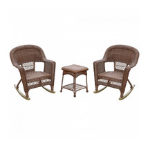 Jeco Santa Maria Espresso Rocker Wicker Chair Set with Cushions- Brown -... - $910.76