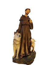 Joseph Studio JS Saint Francis Lamb Wolf Religious Renaissance Figurine Vtg 9.7&quot; - £20.57 GBP