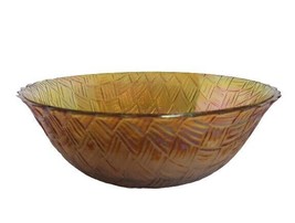 Vintage Marigold Carnival Glass Thatch Pattern Serving Bowl - $19.99