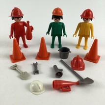 Playmobil Road Worker Crew Figures Hard Hat Safety Cones Accessories Lot... - £19.07 GBP