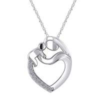 0.35Ct Moissanite Round Cut 4k Rose Gold Over Mom Heart 18&quot; Pendant Necklace - £69.04 GBP