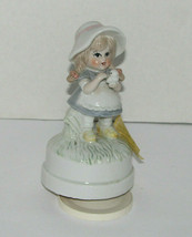 Vintage Porcelain Girl With a Bird Music Box &quot;It&#39;s a Small World&quot; - £19.45 GBP
