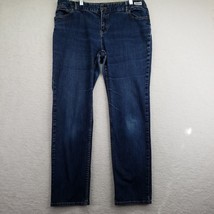 J Jill Womens Slim Leg Blue Jeans Size 14 Dark Wash Denim Stretch Mid Rise - £17.13 GBP