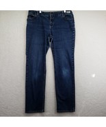 J Jill Womens Slim Leg Blue Jeans Size 14 Dark Wash Denim Stretch Mid Rise - $21.77