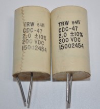Lot of 2 Vintage TRW 8411 CDC-47 2.0 10% 200VDC CAPACITORS 15002454 - £10.24 GBP