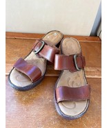 Women’s Born Brown Leather Adjustable Strap Sandals Size 7 w Thick Rubbe... - £15.15 GBP