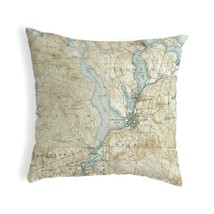 Betsy Drake Lake Winnisquam, NH Nautical Map Noncorded Indoor Outdoor Pillow - £42.72 GBP