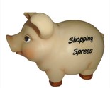 Piggy Bank Blush Pink Color Shopping Sprees Sentiment Resin 10&quot; Long - $16.82