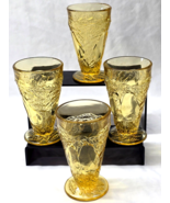 Vintage TIARA INDIANA GLASS Footed Tumbler SWEET PEAR LIGHT AMBER - Set ... - $25.28