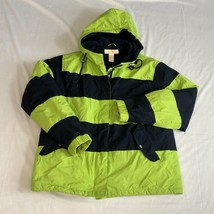 Brooks Brothers Vintage Green Blue Striped Hooded Jacket Coat Womens Siz... - $39.59