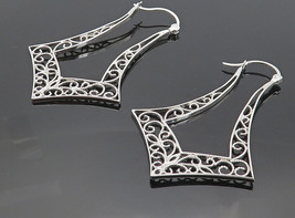 925 Sterling Silver - Shiny Open Baroque Swirl Twist Dangle Earrings - EG3950 - £32.62 GBP