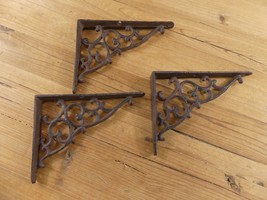 3 Antique Style Shelf Brace Wall Bracket Cast Iron Brackets Vine Garden ... - £15.97 GBP