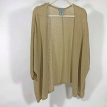 Catherines Sweater Womens Tan 3/4 Dolman Sleeve Nubby Open Front Cardiga... - $18.80
