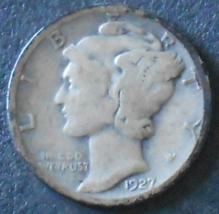 1927-P Mercury Silver Dime. - £2.59 GBP