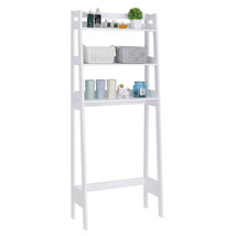 3-Tier Bamboo Above Toilet Shelf For Restroom Laundry White Space-Saving - £59.93 GBP