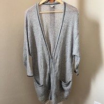 Nordstrom Cardigan 100% Cashmere Gray Sweater Zip Up Oversized V-Neck On... - $37.61