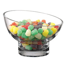 7 Mouth Blown Lead Free Slant Cut Candy Serving Glass Bowl - £64.02 GBP