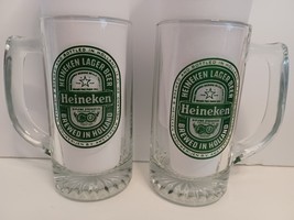 Vintage 2 Heineken Lager Beer Mug Collectible Large 8&quot; x 4&quot; 12 Oz. Rare EUC - £29.32 GBP