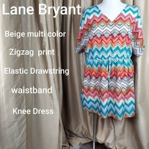 Lane Bryant Beige Multicolored Zigzag Knee Dress Size 26/28 - £17.67 GBP