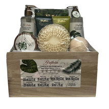 Biophilia 9 Piece Relaxing Bath &amp; Body Collection Spa Wooden Basket Gift Set New - £31.53 GBP