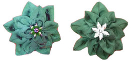 New Handmade Fabric Crystal Emerald Green Dahlia Flower Pendant Brooch Pin 3.5&quot; - £11.98 GBP