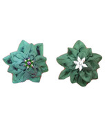 New Handmade Fabric Crystal Emerald Green Dahlia Flower Pendant Brooch P... - £11.78 GBP