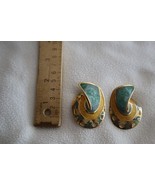 Vintage Edgar Berebi Abstract Earrings Signed Gold Toned Art Deco Clip +... - $535.26 MXN