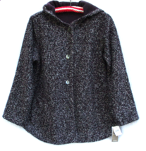 J. Jill Reversible Purple Tweed Hooded Fleece Jacket Women Small NEW wit... - $52.25