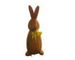 Medium Flocked Pastel Button Nose Bunny W/Bow 14 Inches Tall - £28.48 GBP