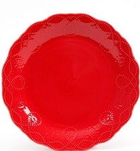 Four (4) Pioneer Woman ~ COWGIRL LACE ~ RED ~ 10.75&quot; Dinner Plate ~ Stoneware - £46.81 GBP