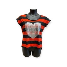 Size LARGE Black Red Striped Heart Shirt - £6.10 GBP