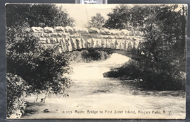 Antique 1910 Rustic Bridge to First Sister Island Niagara Falls NY Postcard - £7.56 GBP