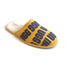 UGG Scruff Graphic Band Sheepskin Slip On Slippers Mens Size 11 Yellow 1... - £37.44 GBP