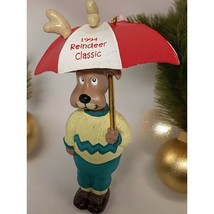 Vintage Collectible Hallmark Ornament 1994 Reindeer Pro Handcrafted Golfing - £17.23 GBP