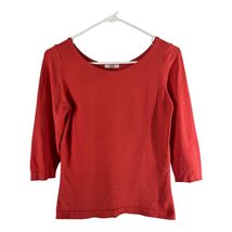 Wood Made in Italy Women’s Orange-Red Knit Top – ¾ Sleeve Rayon Blend Pu... - $417.29 MXN