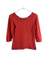 Wood Made in Italy Women’s Orange-Red Knit Top – ¾ Sleeve Rayon Blend Pu... - $31.56 CAD