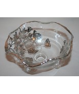 Silver City Flanders Clear Silver Overlay 3 Footed 6&quot; Bon Bon Bowl #2639 - £22.05 GBP